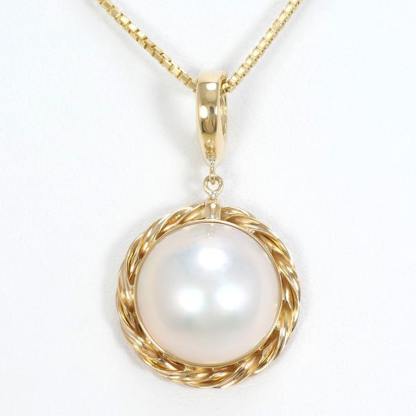 K18 Yellow Gold Necklace with Mabe Pearl in Excellent Condition