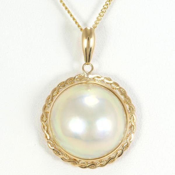 K18 Yellow Gold Necklace with Mabe Pearl in Pristine Condition