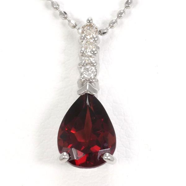 K18 White Gold Garnet Diamond Necklace in Excellent Condition