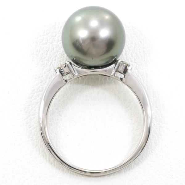 K18 White Gold Pearl Ring with Diamond