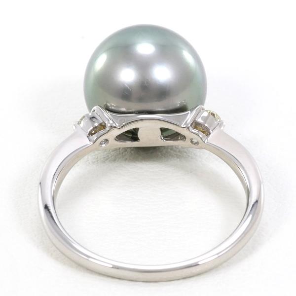 K18 White Gold Pearl Ring with Diamond