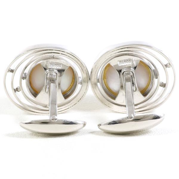 PT900 Platinum K14 White Gold Pearl Cufflinks in Excellent Condition