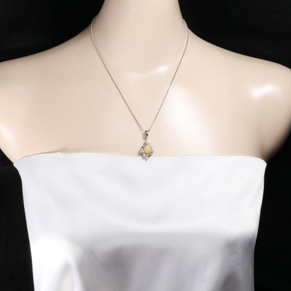 PT900 Platinum PT850 Necklace Opal 1.294ct Diamond 0.214ct in Excellent Condition