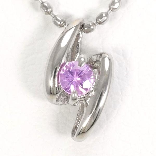 K14 White Gold Pink Sapphire Necklace in Excellent Condition