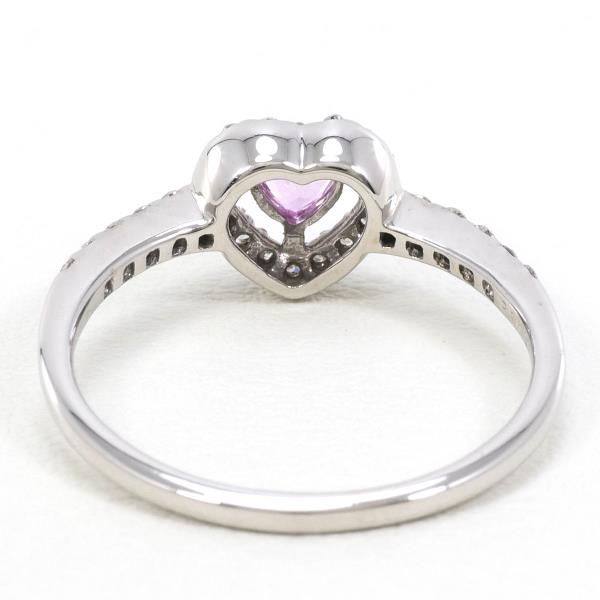 K14 White Gold Ring with Pink Sapphire and Diamond in Excellent Condition