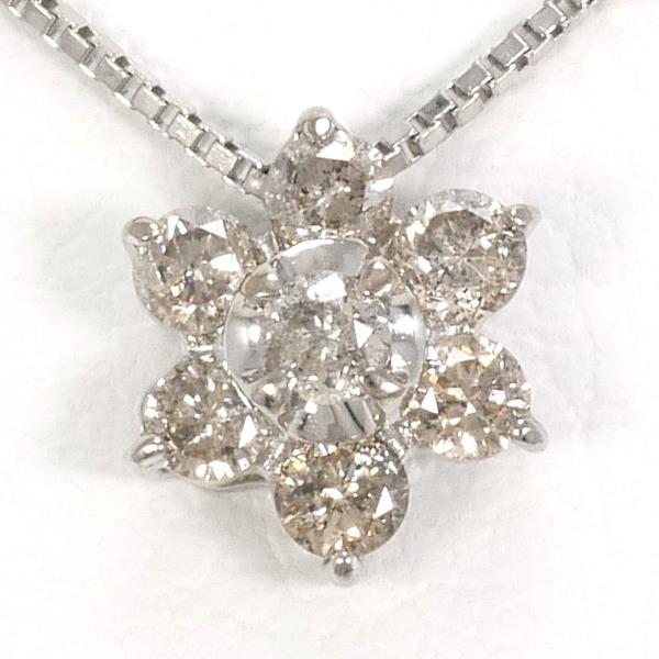 K10 White Gold Necklace with Brown Diamond in Excellent Condition