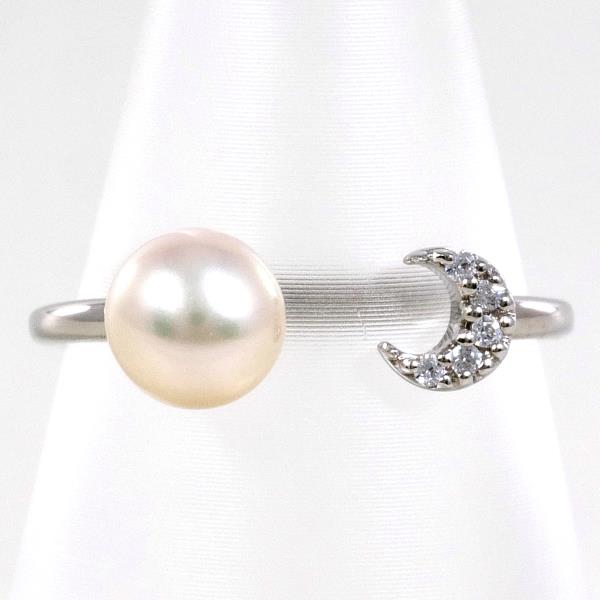 K10 White Gold Pearl Ring 6.5 in Excellent Condition