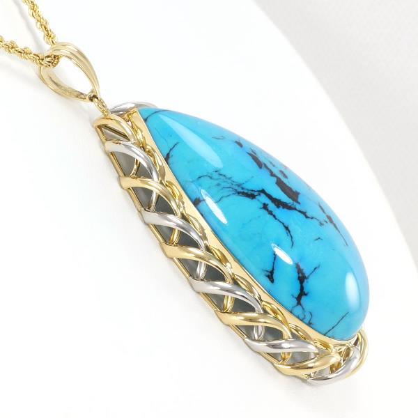 PT900 Platinum K18 Yellow Gold Turquoise Necklace in Excellent Condition