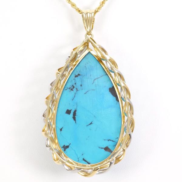 PT900 Platinum K18 Yellow Gold Turquoise Necklace in Excellent Condition