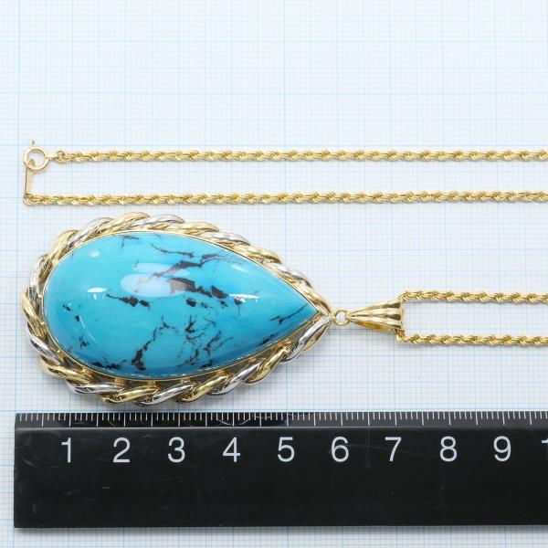 PT900 Platinum K18 Yellow Gold Turquoise Necklace in Excellent Condition