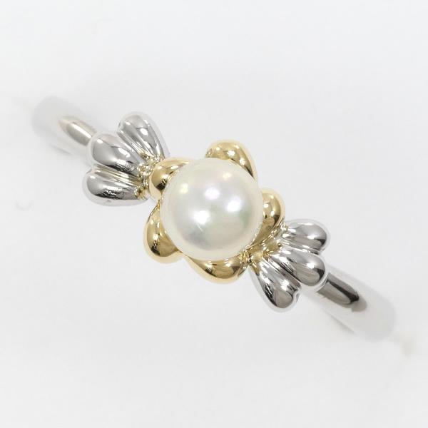 PT900 Platinum K18 Yellow Gold Pearl Ring