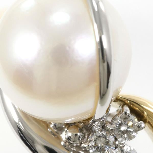 PT900 Platinum K18 Yellow Gold Pearl Ring in Excellent Condition