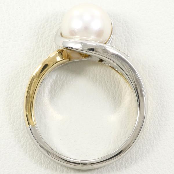 PT900 Platinum K18 Yellow Gold Pearl Ring in Excellent Condition