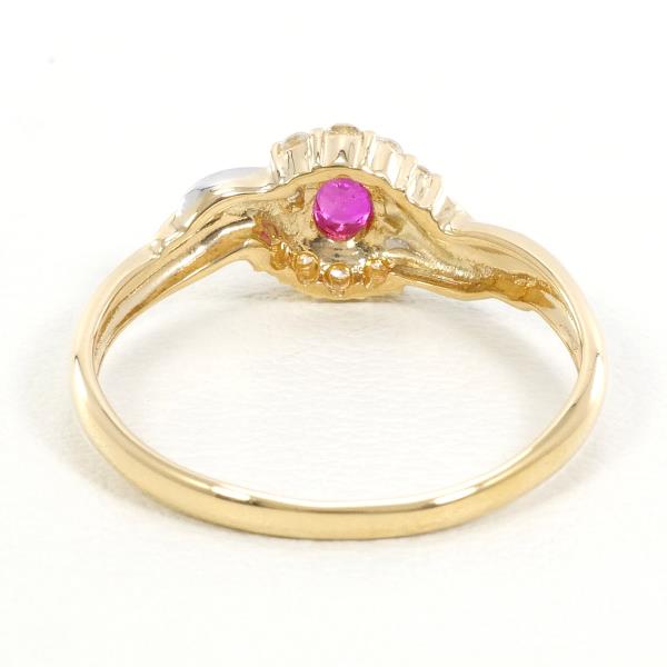 PT900 Platinum K18YG Ruby Diamond Ring in Excellent Condition