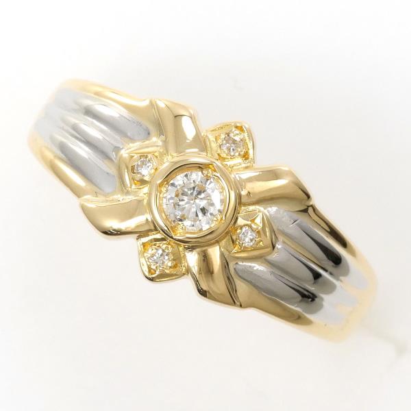 PT900 Platinum K18 Yellow Gold Diamond Ring 13.5 in Excellent Condition