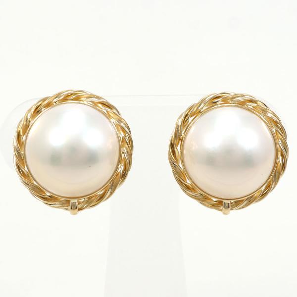 K18 Yellow Gold Pearl Earrings in Excellent Condition