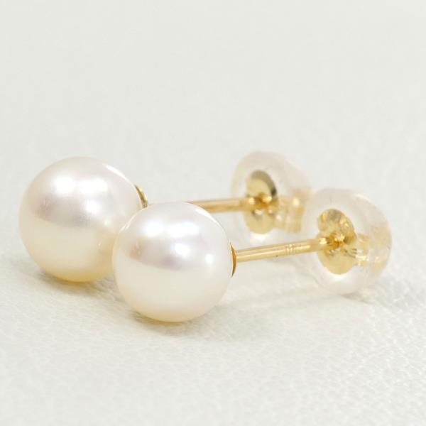 K18 Yellow Gold Pearl Earrings in Great Condition