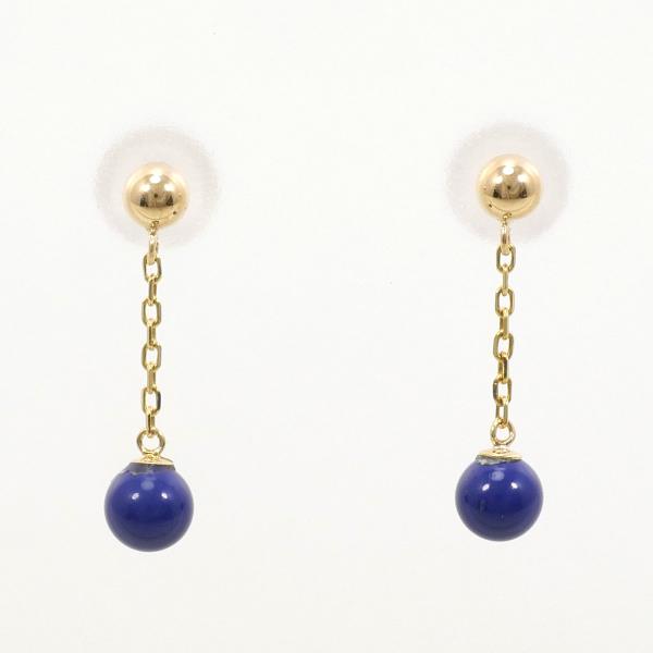 K18 Yellow Gold Lapis Lazuli Earrings in Great Condition