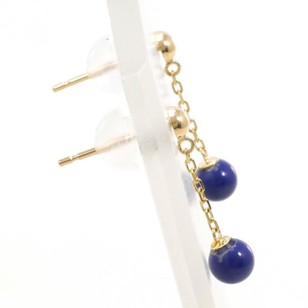 K18 Yellow Gold Lapis Lazuli Earrings in Great Condition