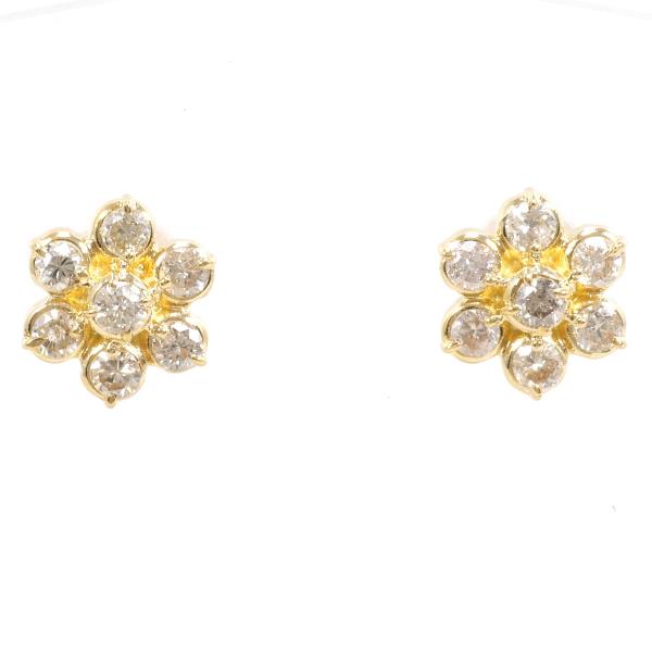 K18 Yellow Gold Diamond Earrings in Excellent Condition