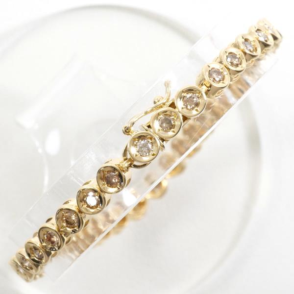 K18 Yellow Gold Bracelet with 2.00 Brown Diamond, 18cm in Great Condition