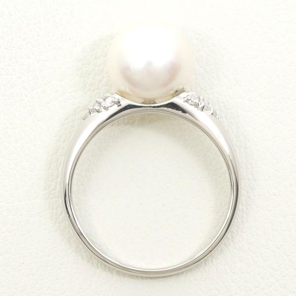 PT900 Platinum Ring 10.5 Pearl 9mm Diamond 0.12ct in Pristine Condition