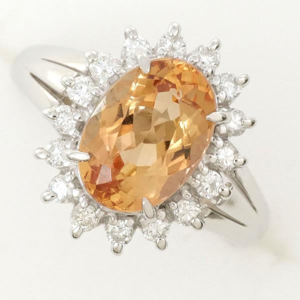 PT900 Platinum Ring Topaz Diamond Jewelry