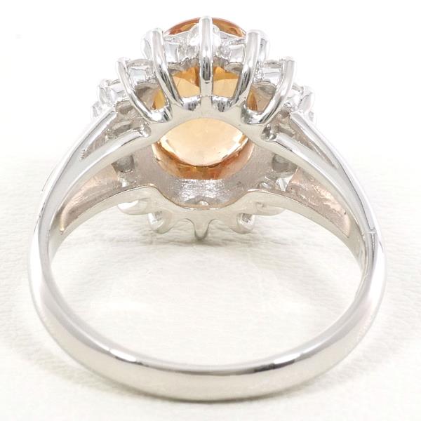 PT900 Platinum Ring with Imperial Topaz and Diamonds in Excellent Condition