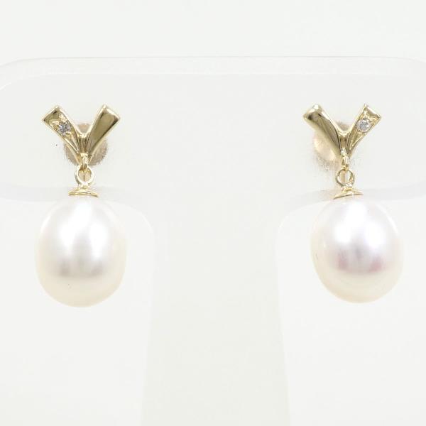 K10 Yellow Gold Pearl Earrings