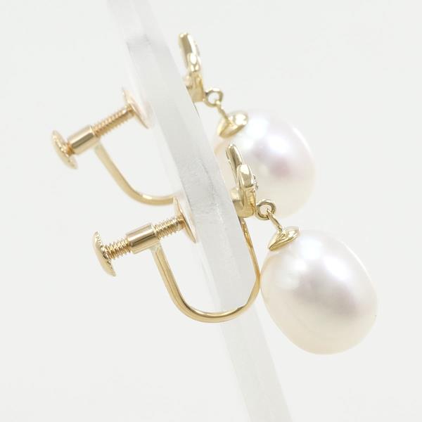 K10 Yellow Gold Pearl Earrings