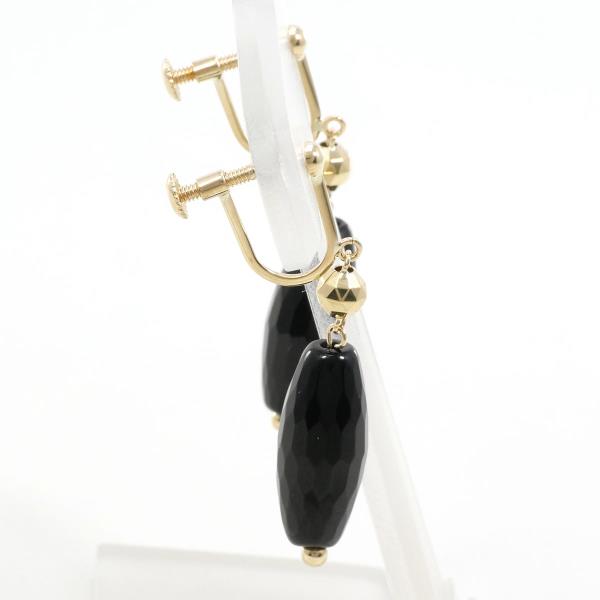 K10 Yellow Gold Onyx Earrings