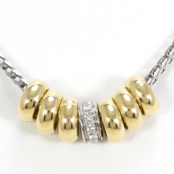 K18 Yellow Gold White Gold Diamond Necklace in Excellent Condition