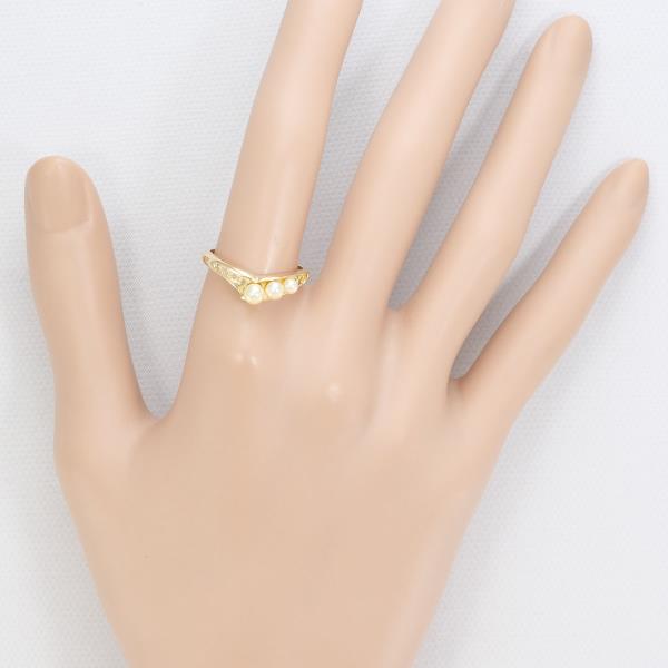 K18 Yellow Gold Pearl Ring with Diamond