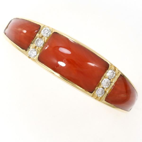 K18 Yellow Gold Coral Ring 15.5