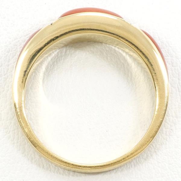 K18 Yellow Gold Coral Ring 15.5