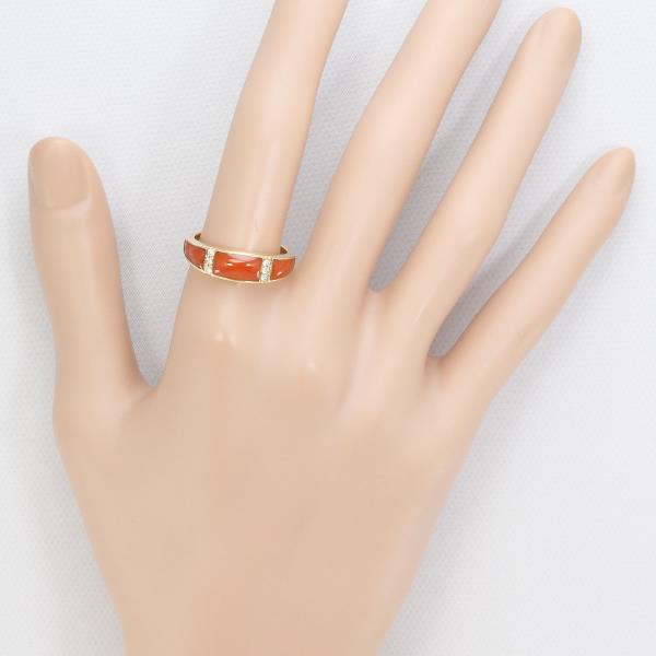 K18 Yellow Gold Coral Ring 15.5