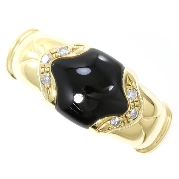 K18 Yellow Gold Onyx Diamond Ring Size 12 in Excellent Condition