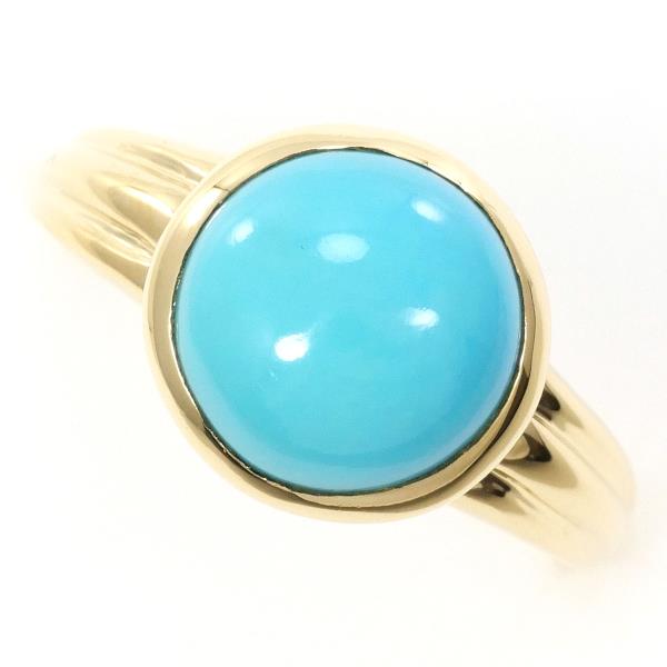 K18 Yellow Gold Turquoise Ring Size 17 in Excellent Condition