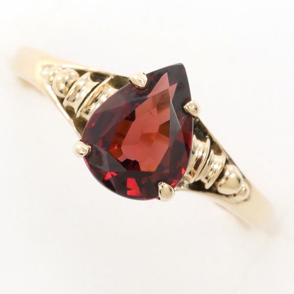 K10 Yellow Gold Garnet Ring