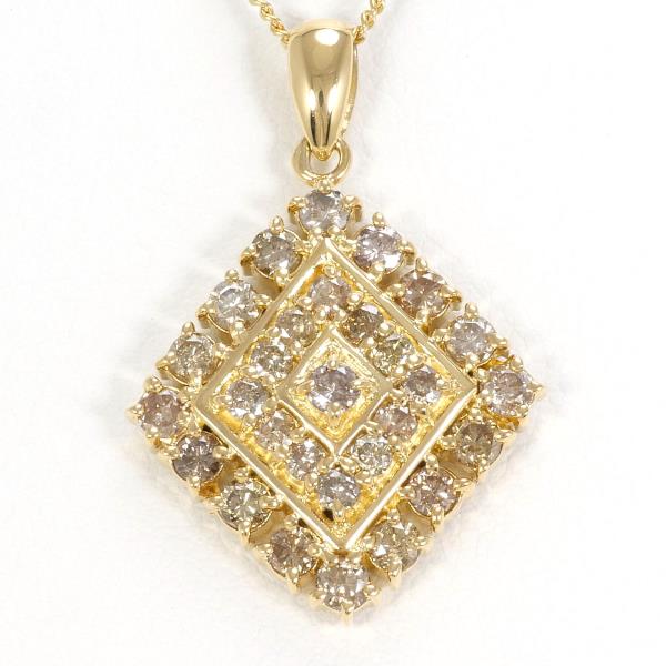 K18 Yellow Gold Necklace with Brown Diamond in Excellent Condition