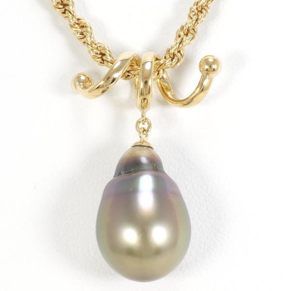 K18 Yellow Gold Pearl Necklace in Excellent Condition