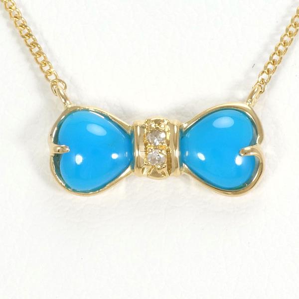 K18 Yellow Gold Turquoise Diamond Necklace in Pristine Condition