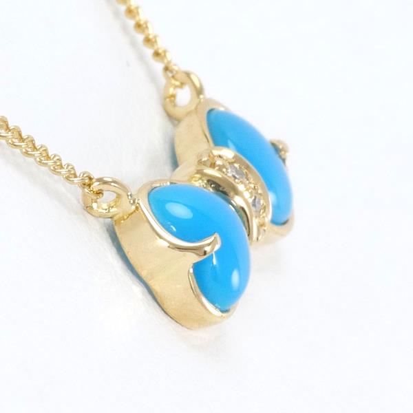 K18 Yellow Gold Turquoise Diamond Necklace in Pristine Condition