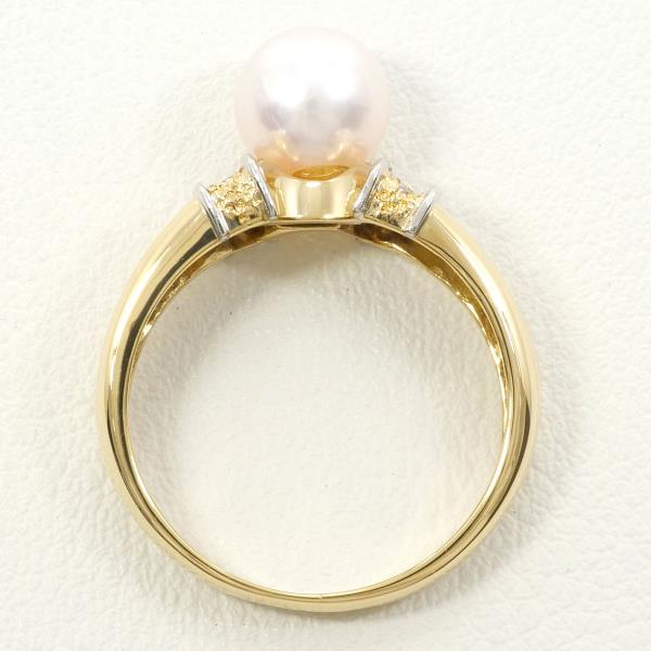 PT900 Platinum K18YG Ring Pearl 7mm Diamond in Excellent Condition