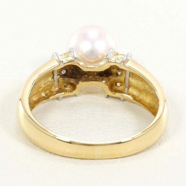 PT900 Platinum K18 Yellow Gold Pearl Ring in Excellent Condition