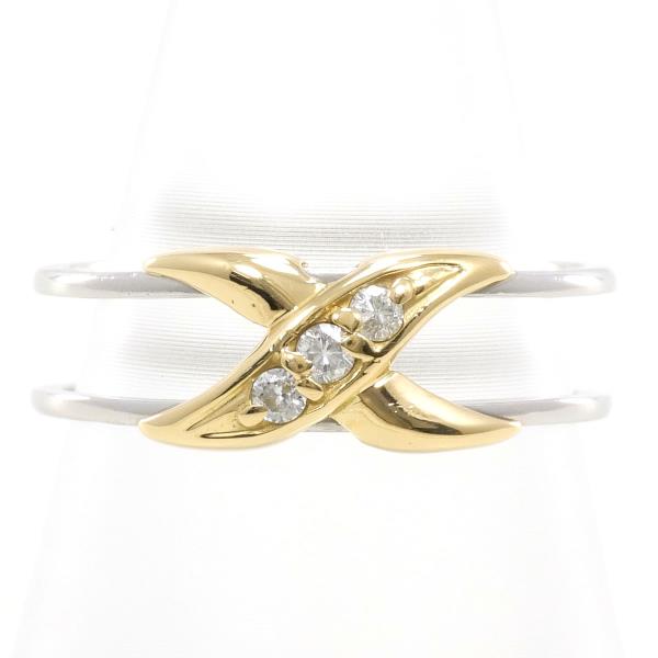 PT900 Platinum K18 Yellow Gold Diamond Ring in Excellent Condition