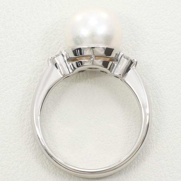 PT900 Platinum Ring 9mm Pearl Diamond in Excellent Condition