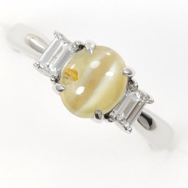 PT900 Platinum Ring with Chrysoberyl Cat's Eye and Diamonds in Excellent Condition