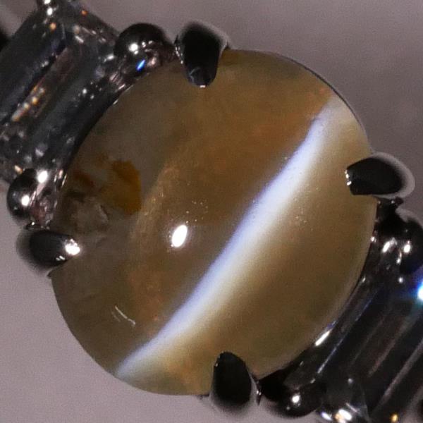 PT900 Platinum Ring with Chrysoberyl Cat's Eye and Diamonds in Excellent Condition