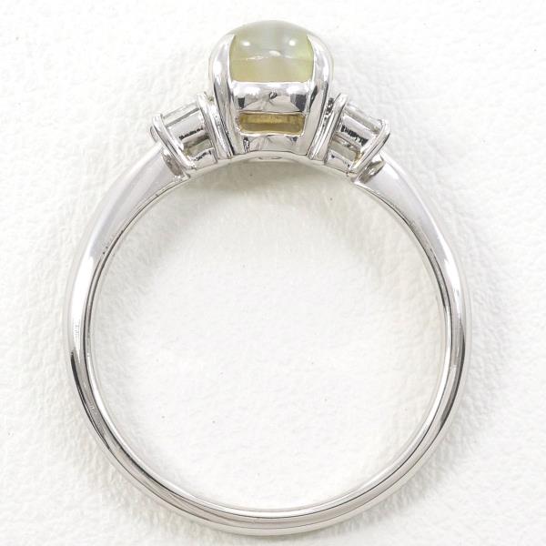 PT900 Platinum Ring with Chrysoberyl Cat's Eye and Diamonds in Excellent Condition